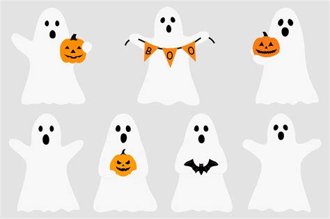 Premium Vector | Vector Halloween Ghost Clipart. Funny, Cute – Free ...