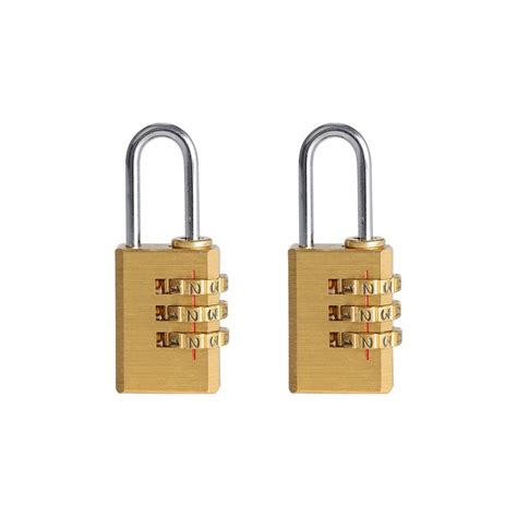 Volo 3 Digit Brass Re-Settable Combination Padlock/Password Lock ...
