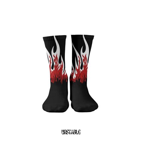 Flame/ Fire Graphic Crew Socks – Dark Blaze (Unisex) | Unstable Clothing