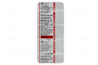 Betablock Xl 50 Mg Tablet 10 - Uses, Side Effects, Dosage, Price | Truemeds