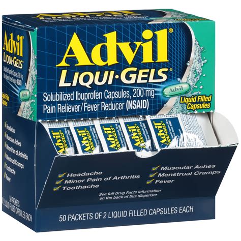 Advil Liqui-Gels Minis, 200Mg Ibuprofen, Pain Reliever / Fever Reducer ...