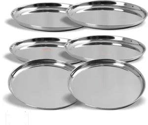 Heena Fashion stainless steel polished dinner plate 15 pcs 31.5 cm ...