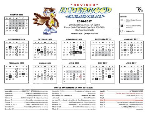 Alderwood Basics Plus Elementary School Calendars – Irvine, CA