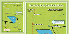 Lámina: Mapa de las rutas de las tropas de la Batalla de Junín