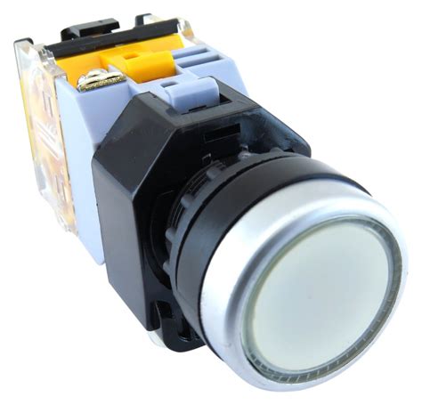 YC-P22PMO-IW-6 YuCo 22MM WHITE FLUSH PUSH BUTTON MOMENTARY ILLUMINATED ...