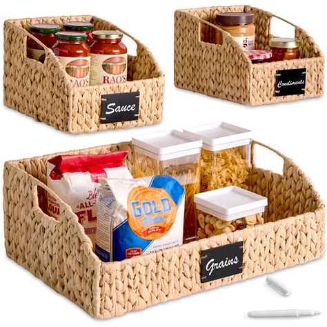 Best Choice Products Hyacinth Angled Pantry Storage Baskets W/ Handles ...