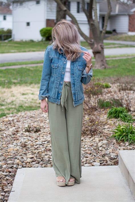 Spring Outfit: Olive Green Linen Pants + Jean Jacket. | Ashley from LSR ...