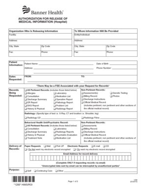 Fillable Online AUTHORIZATION FOR RELEASE OF MEDICAL INFORMATION ...