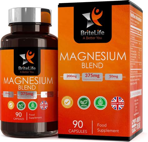 Magnesium Malate, Glycinate, Citrate Triple Complex [375 mg] by BriteLife | HIGH STRENGTH | 90 ...