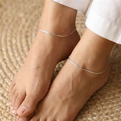 Slimshine silver anklet for women – V ONE Jewellery
