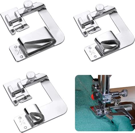 Amazon.com: 3 Pcs Rolled Hem Presser Foot, Sewing Machine Foot Set 1/2 ...