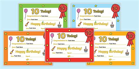 👉 Editable Birthday Certificates (Age 10) - - Twinkl