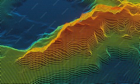 Elevation color of island gradient color grid mountain | Premium Photo