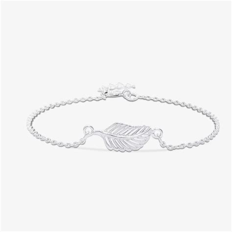 Pure 925 Sterling Silver Leaf Design Chain Bracelet