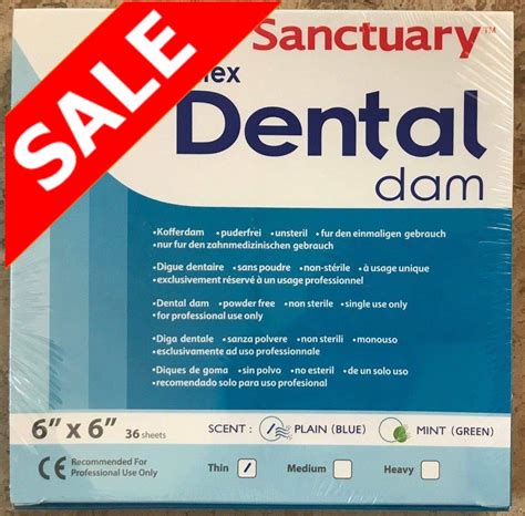 Amazon.com: (MADE IN MALAYSIA) SANCTUARY DENTAL DAM LATEX 6"X6" (Thin Gauge) 36 Sheets, Blue ...