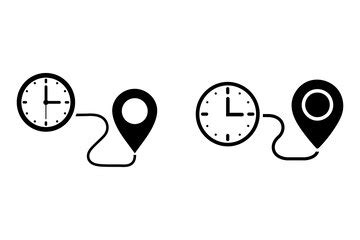 Time and location tracking journey icons | Premium Vector
