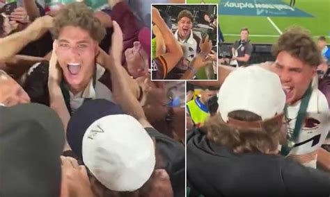 The moment Reece Walsh lost his mind and climbed into the crowd when he ...