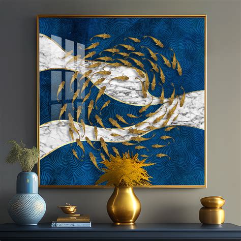 Buy Koi Fish In Circular Motion Premium Acrylic Square Wall Art Online ...