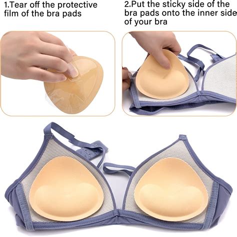 Silicone Bra Inserts Lift Breast Pads - 3 Pairs, Beige & Black - Push Up Sticky Bra Cups for ...