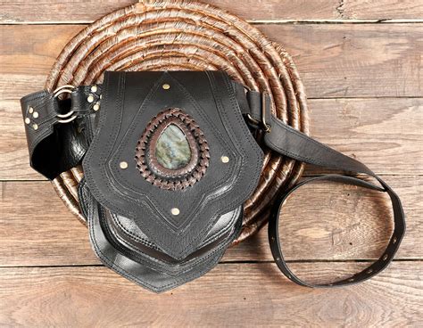 Handmade Brown Leather Tribal Waist Belt with Pouch || Boho Leather Ut ...