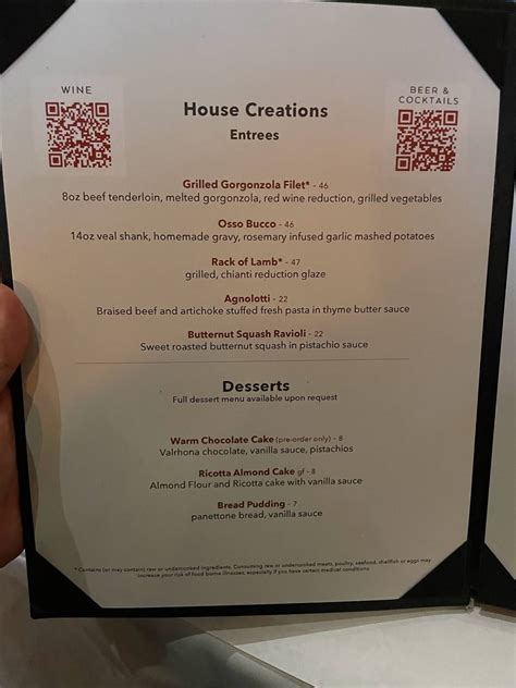 Menu at Nora's Italian Cuisine pub & bar, Las Vegas, W Flamingo Rd