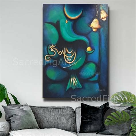 Buy Ganesh Painting, Big Canvas Art, Modern Acrylic Painting, Spiritual ...