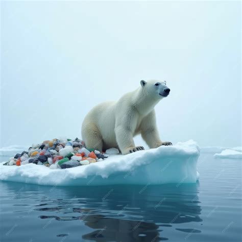 Photo of polar bear in antarctica and plastic waste garbage pollution ...
