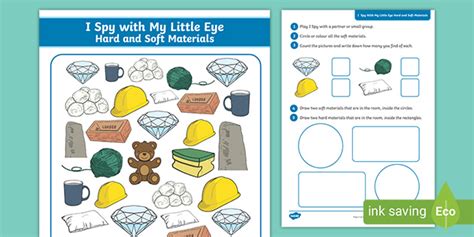 Hard and Soft Materials Worksheet I Spy (teacher made)