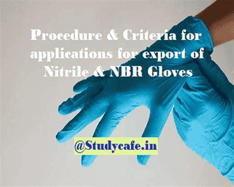 Procedure & Criteria for applications for export of Nitrile & NBR Gloves