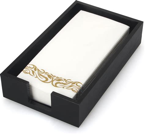 Guest Paper Towels Holder for Bathroom Napkin Tray Black Wooden Napkins ...