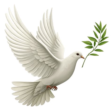 A 3d White Dove Holding Olive Branch On Realistic, White Dove, Dove ...