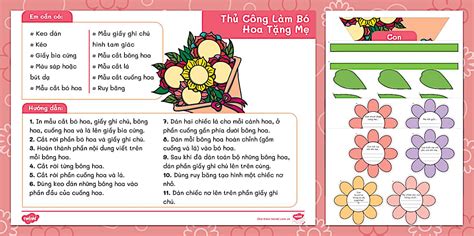 Hoạt Động Thủ Công 3D: Làm Bó Hoa Giấy Tặng Mẹ Ngày 20/10 (Kèm Lời Nhắn Yêu