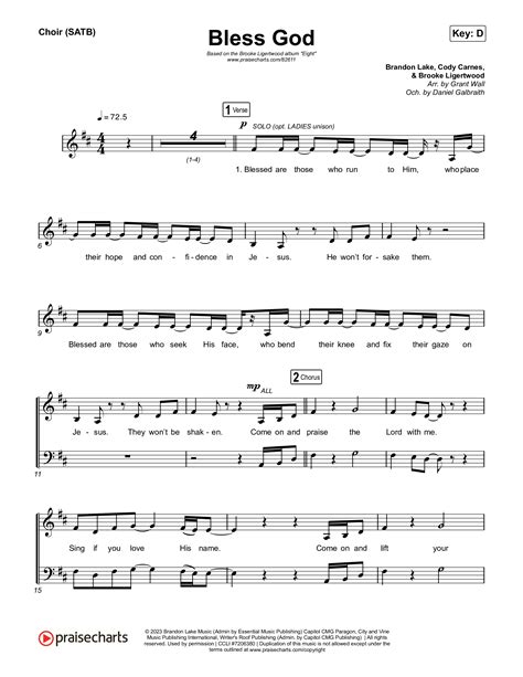 Bless God Choir Sheet Music PDF (Brooke Ligertwood) - PraiseCharts