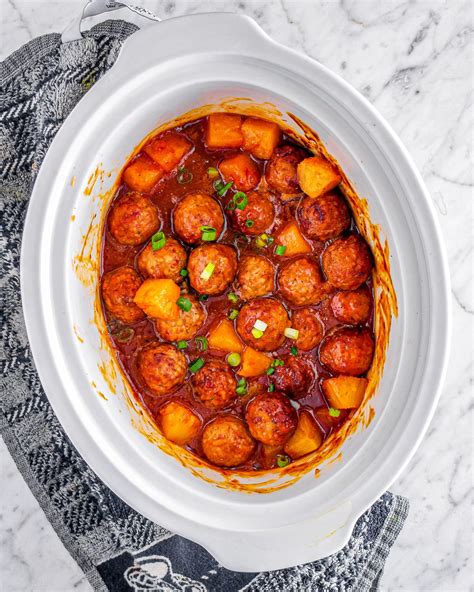 Crockpot Pineapple Barbecue Meatballs - Life She Has