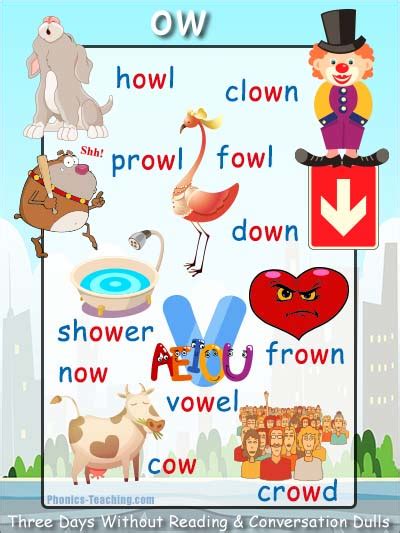 ow words - ow word list - Words with 'ow' in them - Free & Printable