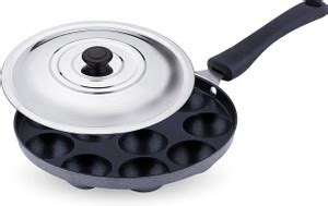 Escrow Non-Stick 12 Cavity Appam Pan/ Paddu Tawa Paniarakkal with Lid 1 ...