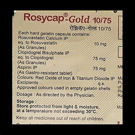 ROSYCAP GOLD 10/75MG CAPSULE 15'S : View Price, Combination and ...