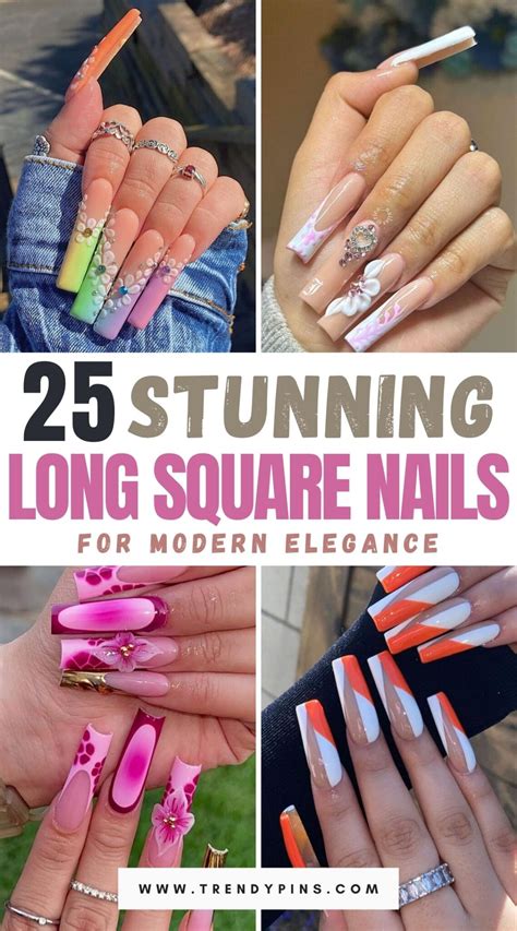 25 Stunning Long Square Nail Design Ideas for a Touch of Modern Elegance