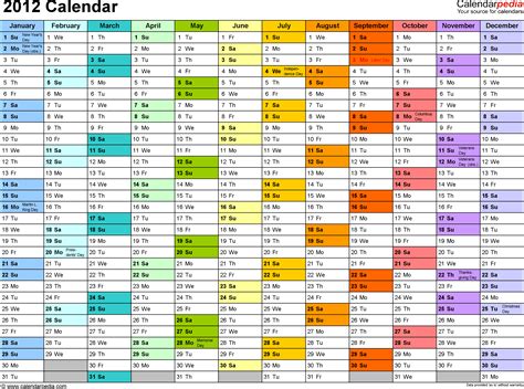2012 Calendar for PDF - 10 free printable templates