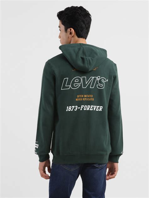 Men's Brand Logo Dark Green Hooded Sweatshirt – Levis India Store