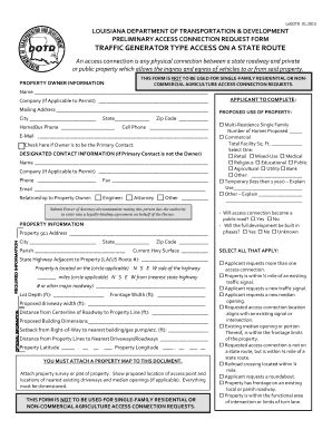 Prelim Access Connection Request Form - Traffic Generator - DOTD - Fill ...