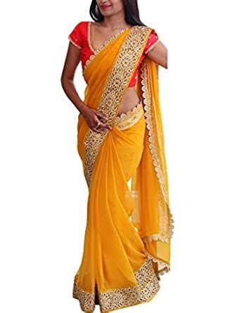 Buy Matindra Enterprise Womens Georgette Thread Work SareeMEP 222 ...