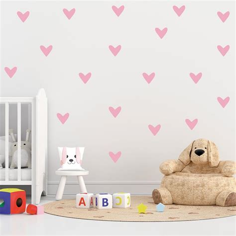 CVANU 6 Sheets of Loving Pink Hearts Wall Sticker Printed on Frosted ...