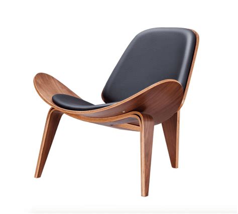 Hans Wegner Modern Walnut Plywood and Leather Shell Chair India | Ubuy
