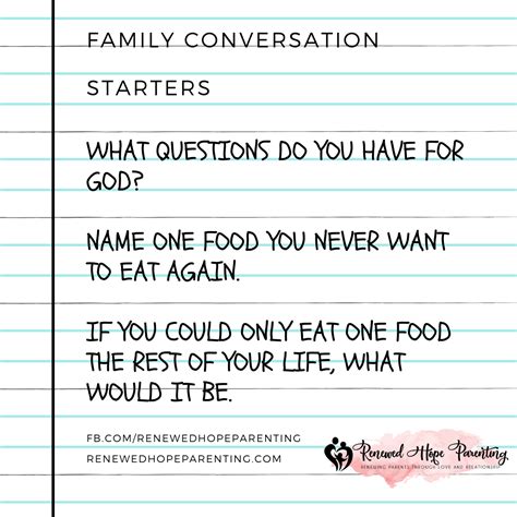 Easy Family Conversation Starters - Renewed Hope Parenting
