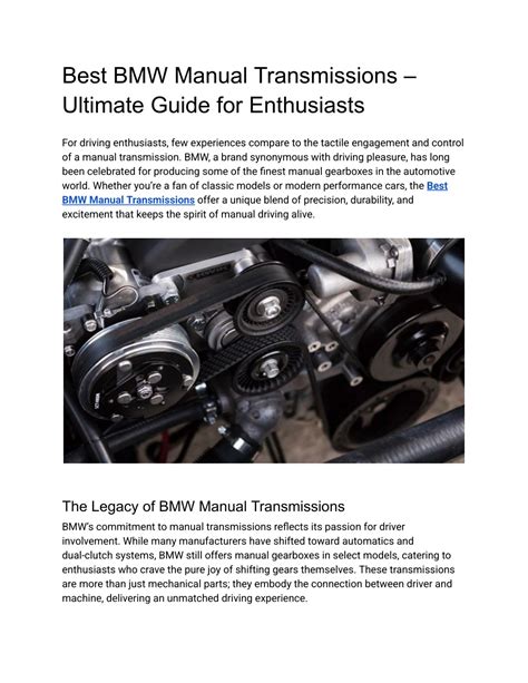 PPT - Best BMW Manual Transmissions - Ultimate Guide for Enthusiasts (1 ...