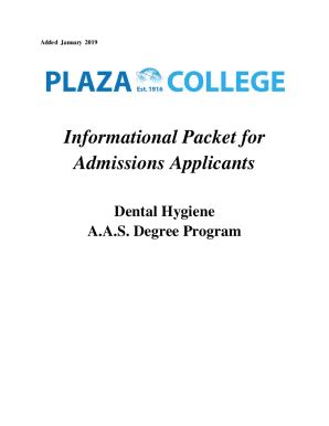 Fillable Online Informational Packet for Admissions ApplicantsPlaza ...