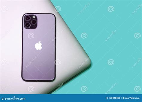 Modern Apple Technology, Metallic Grey Laptop MacBook Pro, Purple ...