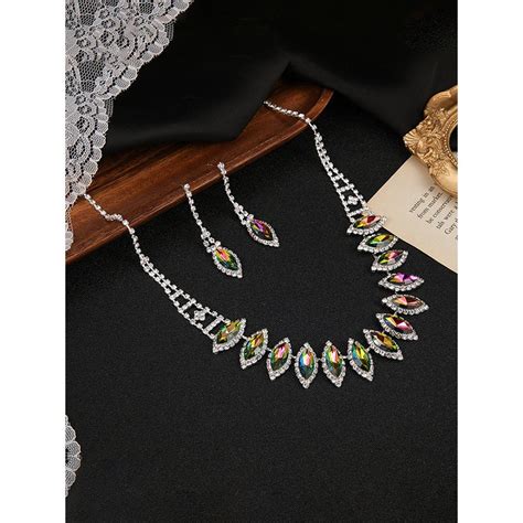 Buy Yellow Chimes Silver-Plated White and Red Crystal-Studded Jewellery ...