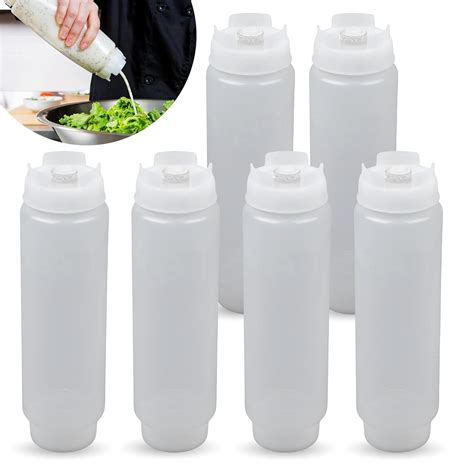 6Pcs 16Oz Squeeze Condiment Bottles - Plastic Squeeze 16 Oz Bottles for ...